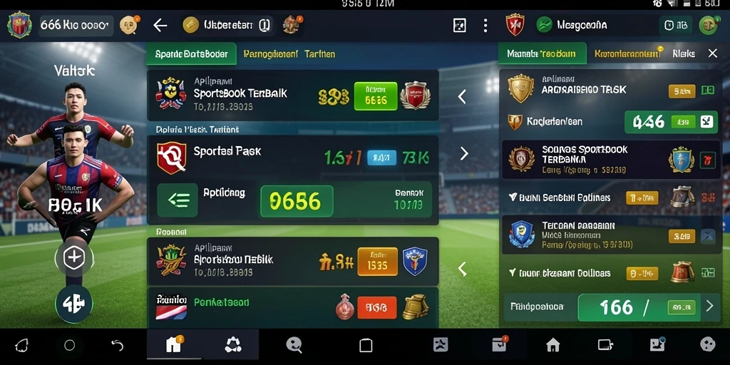 Tampilan gameplay taruhan olahraga di aplikasi 66K.
