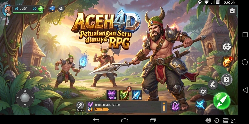 Screenshot gameplay ACEH4D menampilkan aksi pertarungan RPG yang mendebarkan.