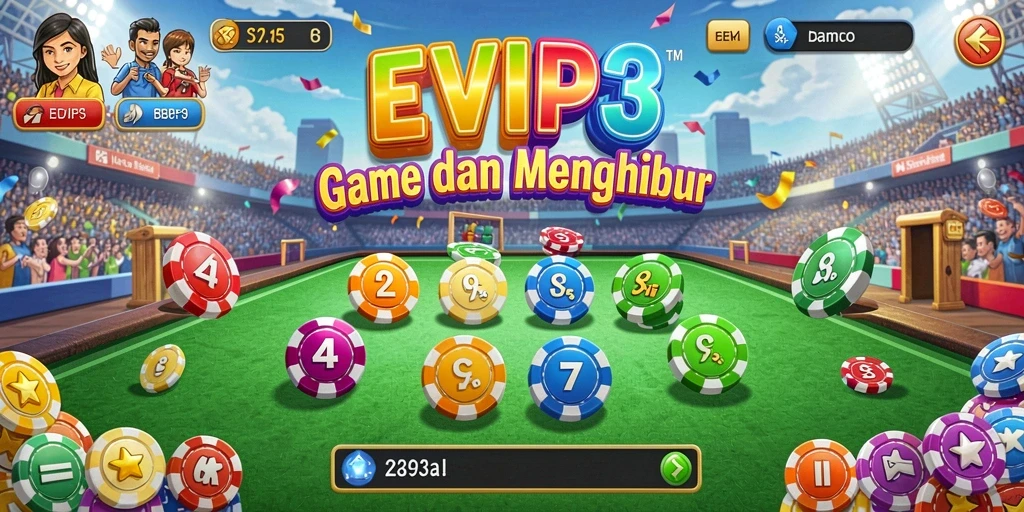 Tampilan gameplay Bingo yang penuh warna dan seru di EVIP3.