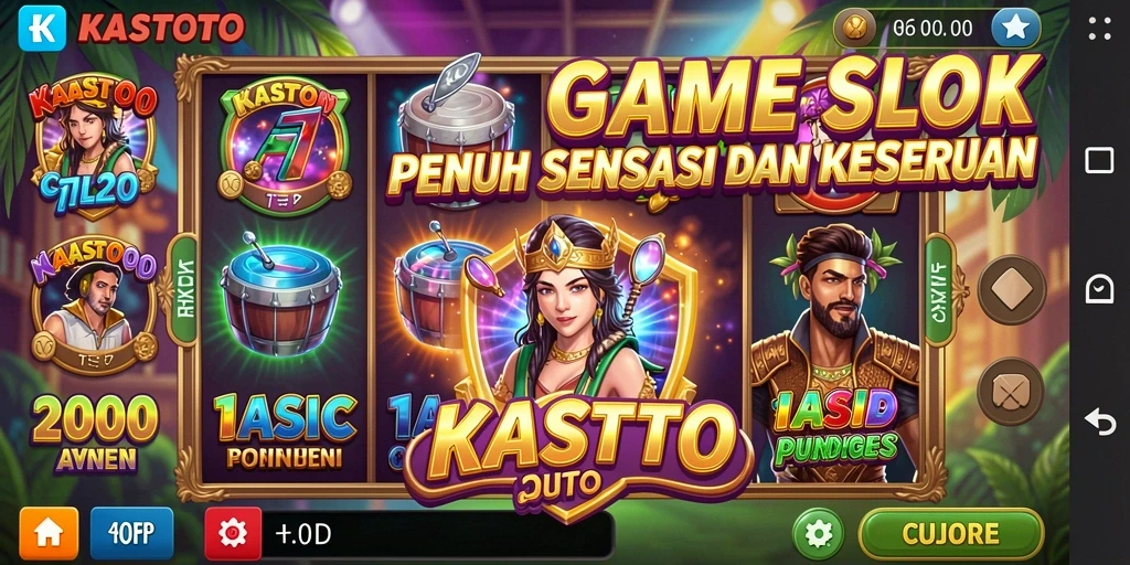 Tampilan gameplay KASTOTO yang menakjubkan dan penuh warna.