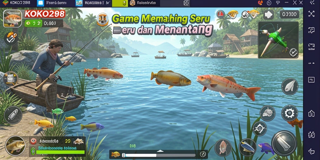 Tampilan gameplay KOKO288 dengan aksi memancing yang mendebarkan.