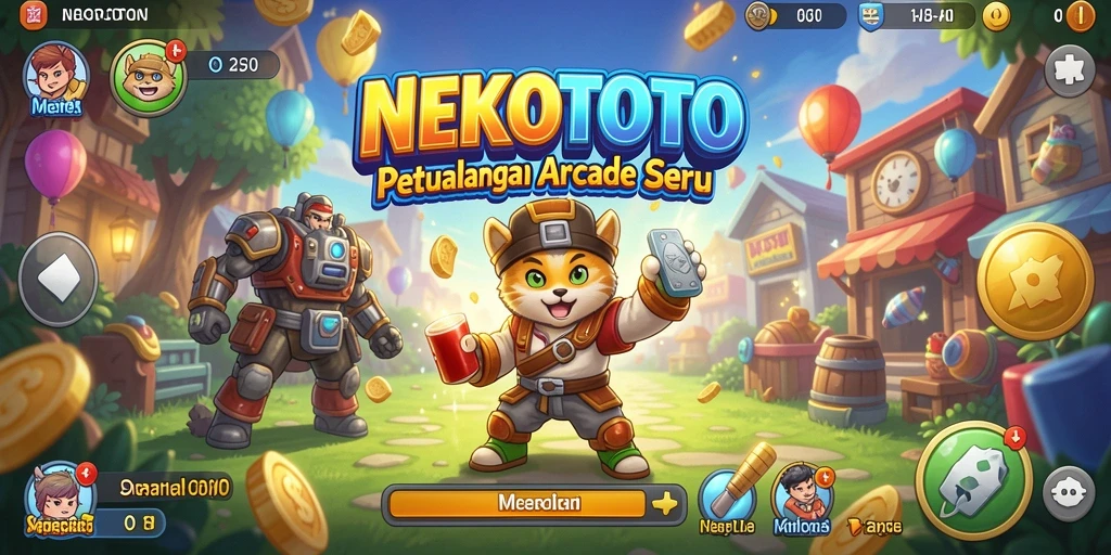 Tampilan menarik dari gameplay NEKOTOTO yang berwarna-warni.