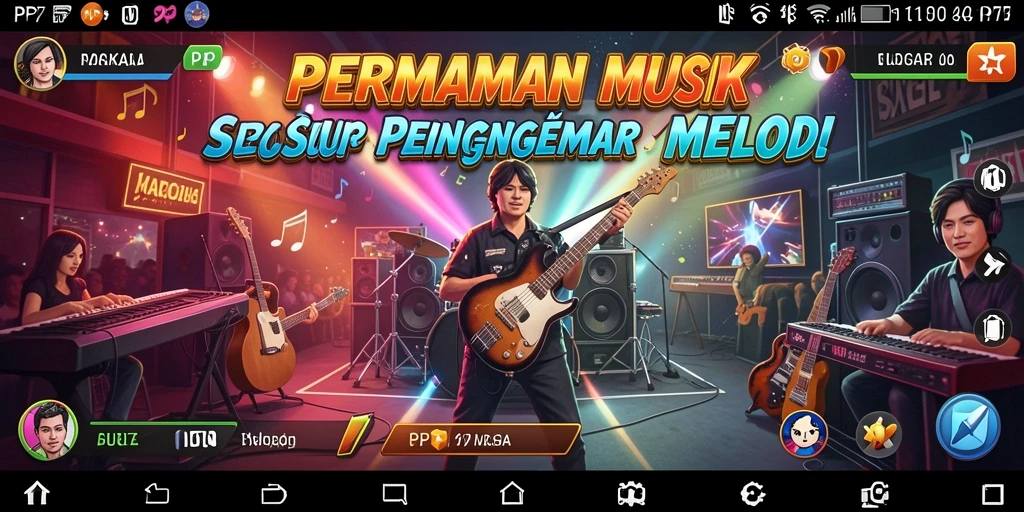 Screenshot gameplay PP7 menampilkan tantangan bermain musik yang seru.