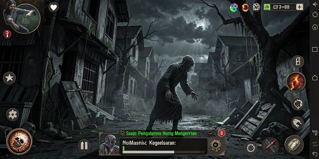 Screenshot gameplay QQRP yang menunjukkan suasana Horror yang mencekam dan menegangkan.