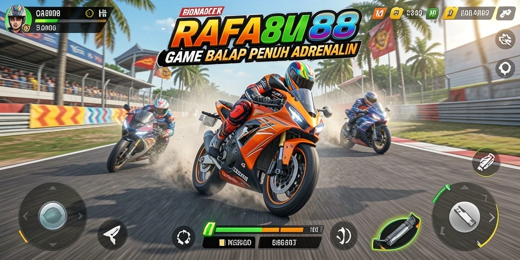Tampilan gameplay RAFA88 yang menegangkan dan mendebarkan saat balapan.