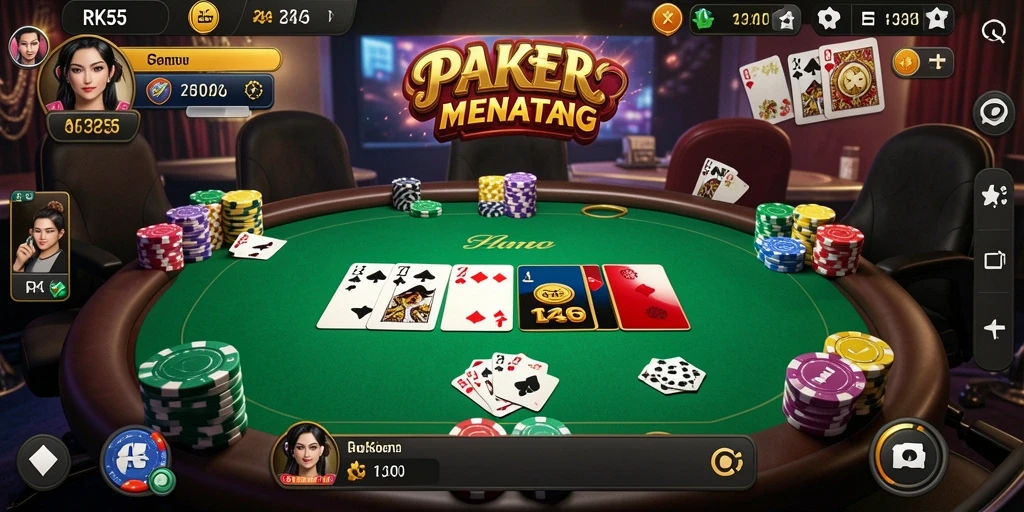 Tampilan gameplay poker yang mendebarkan di RK55.
