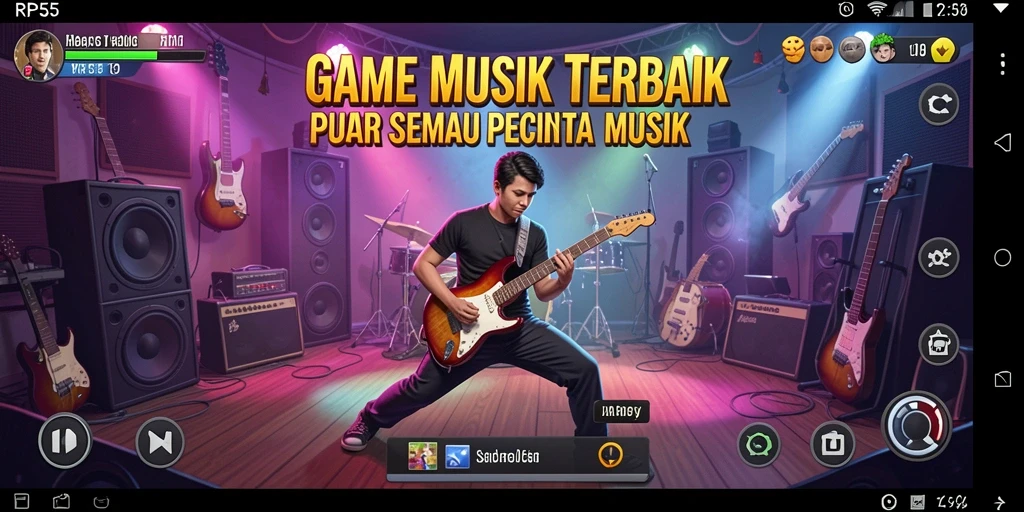 Screenshot gameplay RP55 menampilkan interaksi seru dengan musik.