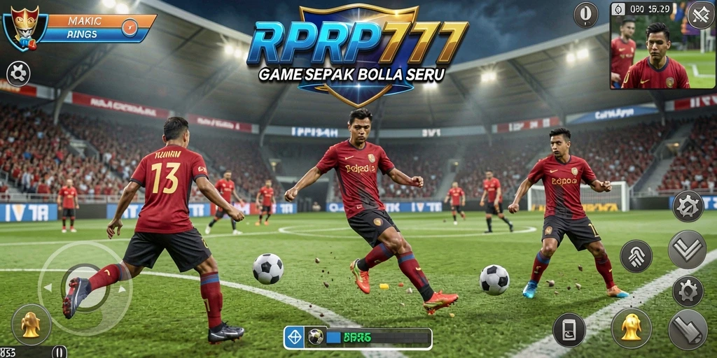 Tampilan aksi intens dalam gameplay sepak bola RPRP777.