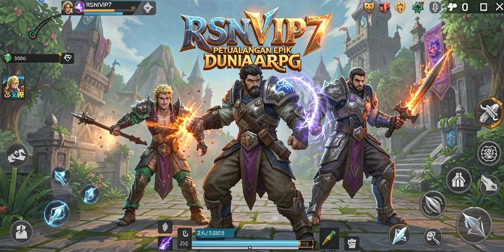 Screenshot gameplay RSNVIP7 menampilkan aksi pertempuran yang epik.