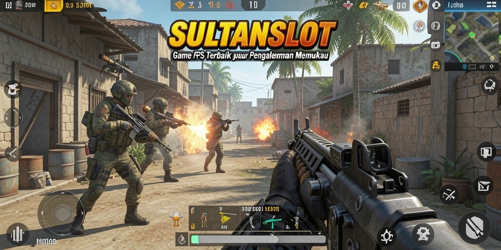 Tampilan gameplay menegangkan di SULTANSLOT dengan aksi FPS intens.