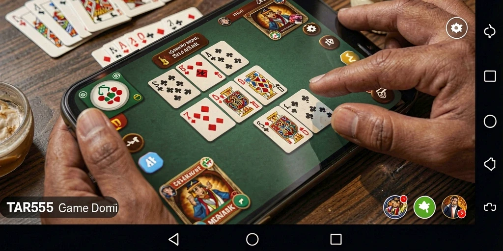 Screenshot TAR555 menampilkan gameplay domino yang seru.