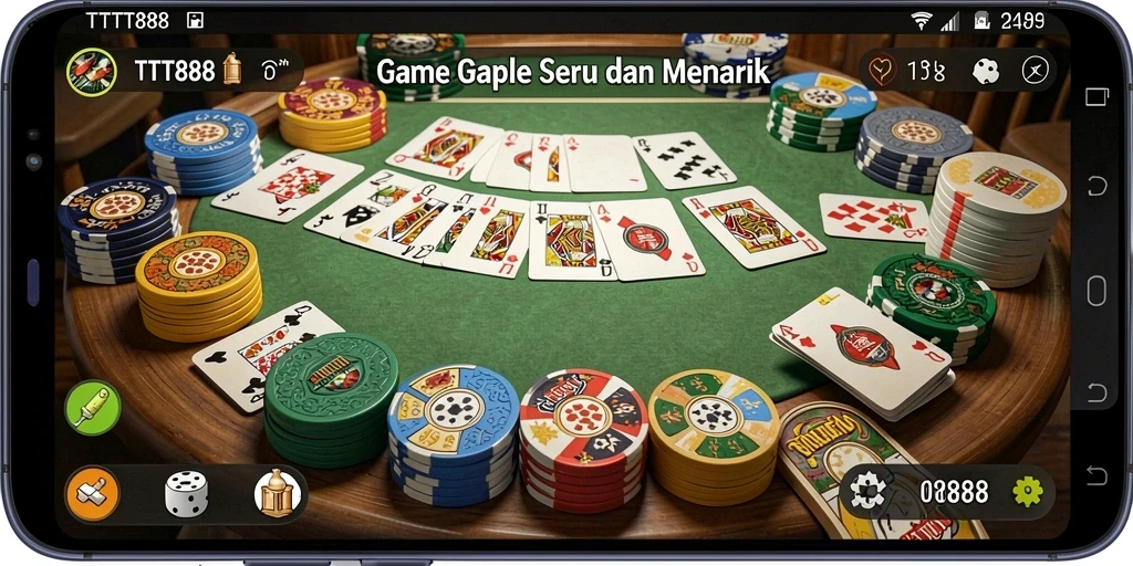 Tampilan gameplay seru TTT888 dengan suasana Gaple.
