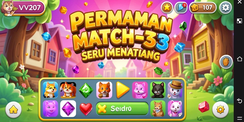 Tampilan gameplay V07 yang penuh warna dan menantang.