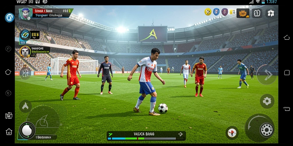 Tampilan utama gameplay <strong>WG87</strong> menampilkan aksi sepak bola yang mendebarkan.
