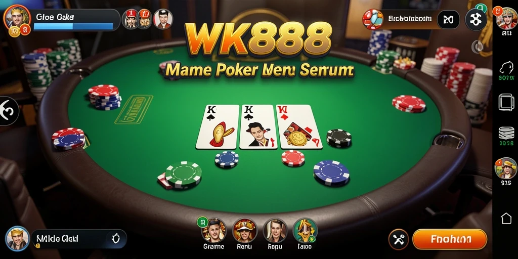 Screenshot gameplay WK888 menunjukkan aksi poker yang seru.